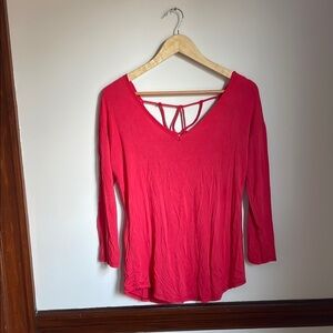 Trendy Land Red Backless 3/4 Sleeve Blouse